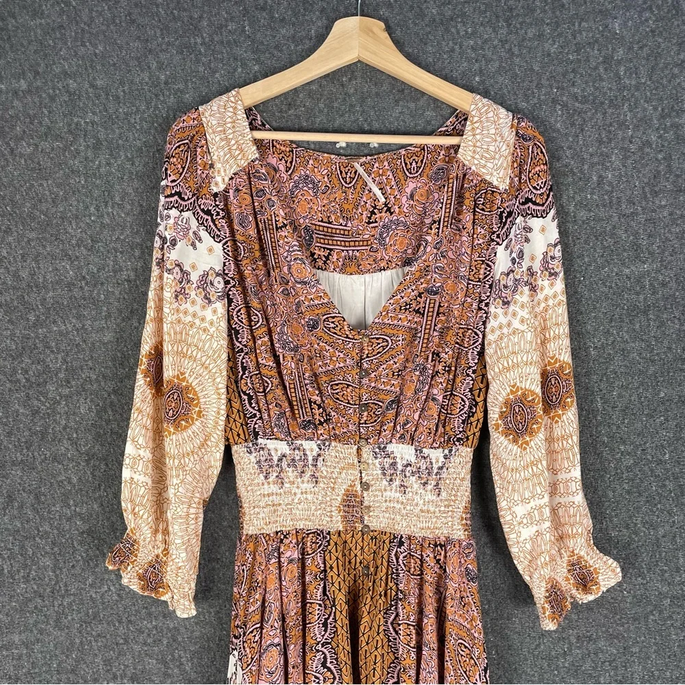 Free People L Mexicali Rose Maxi Dress Boho Peasant Featival Whimsi Renaissance - Picture 5 of 14